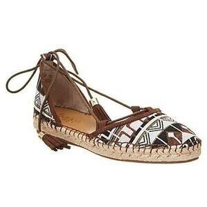 Franco Sarto Dream Espadrille Tribal Flats Slip-on Tied Women's Size 8M Shoes